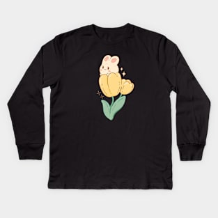 Flower Bun | Yellow Kids Long Sleeve T-Shirt